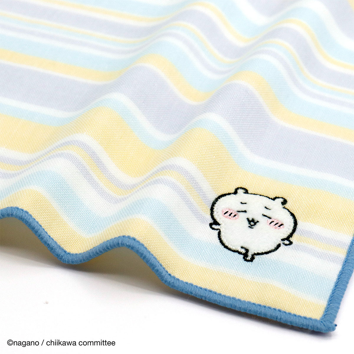 吉伊卡哇 8重纱布毛巾手帕(条纹 蓝色)