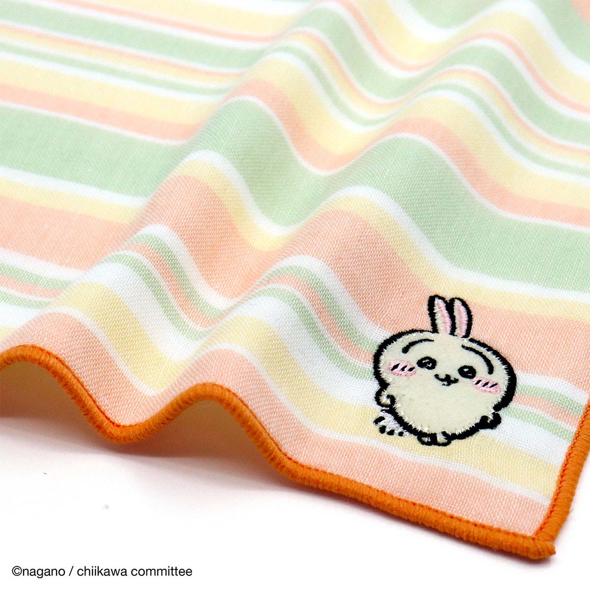 吉伊卡哇 8重紗布毛巾手帕(條紋 橙色)