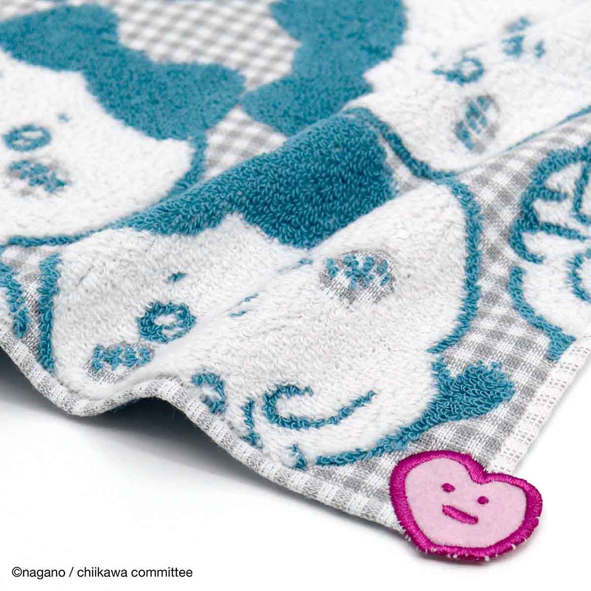 吉伊卡哇 毛巾手帕(小小格子 蓝色)