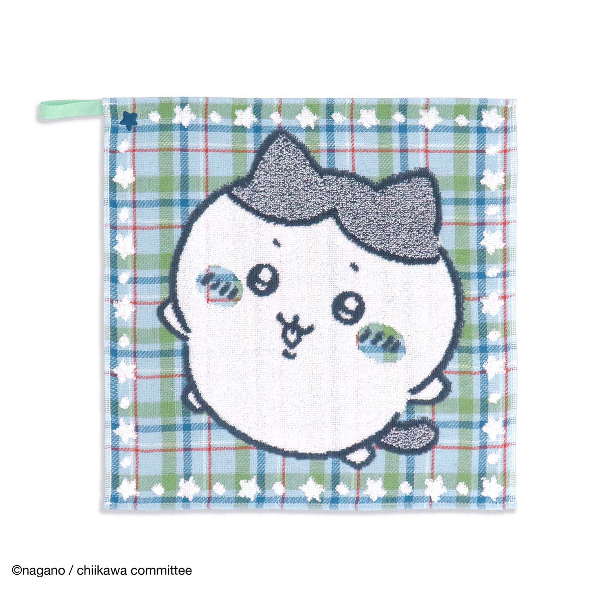 吉伊卡哇 帶環洗臉毛巾(彩色格紋 藍色)