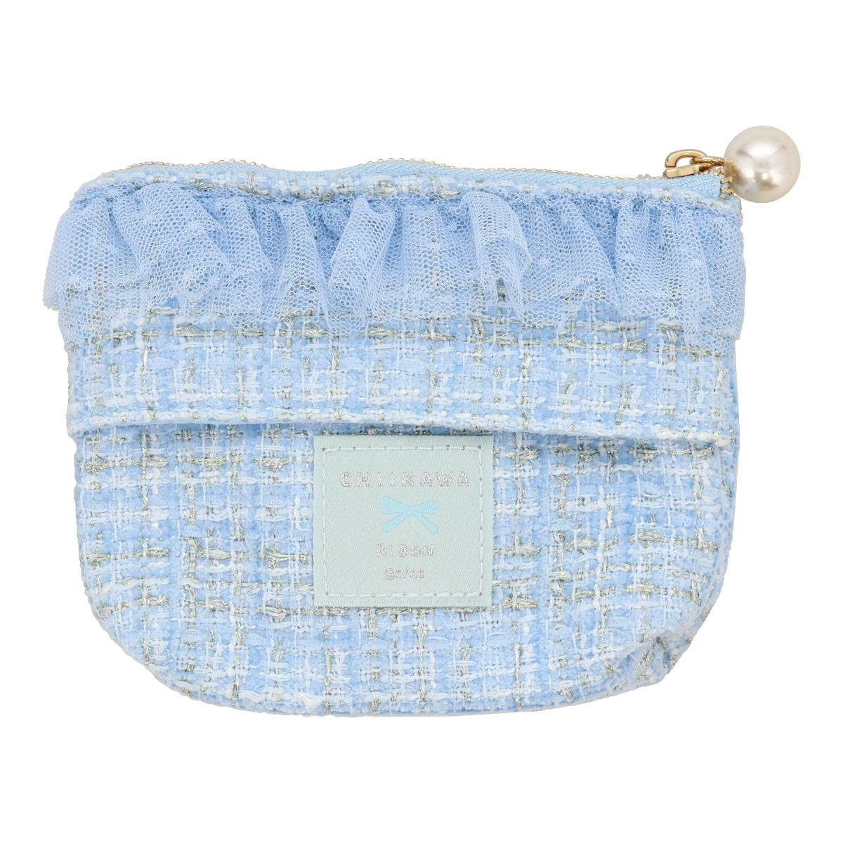 Chiikawa Tweed Tissue Pouch (Hachiware Ribbon)