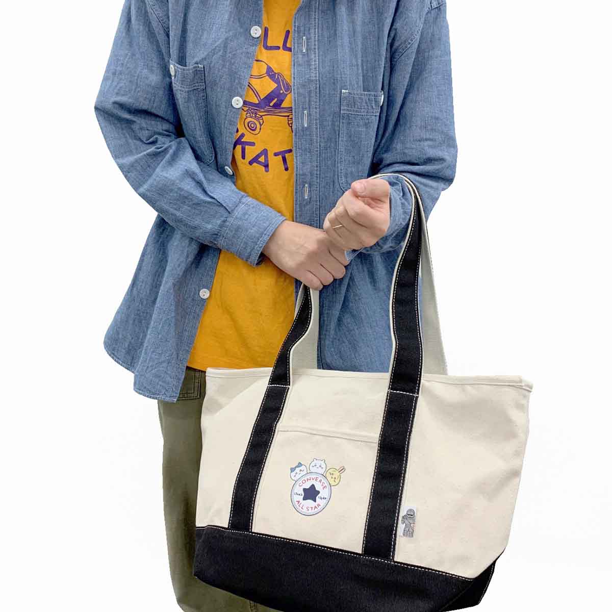 吉伊卡哇×Converse 帆布手提袋M(蓝灰色)