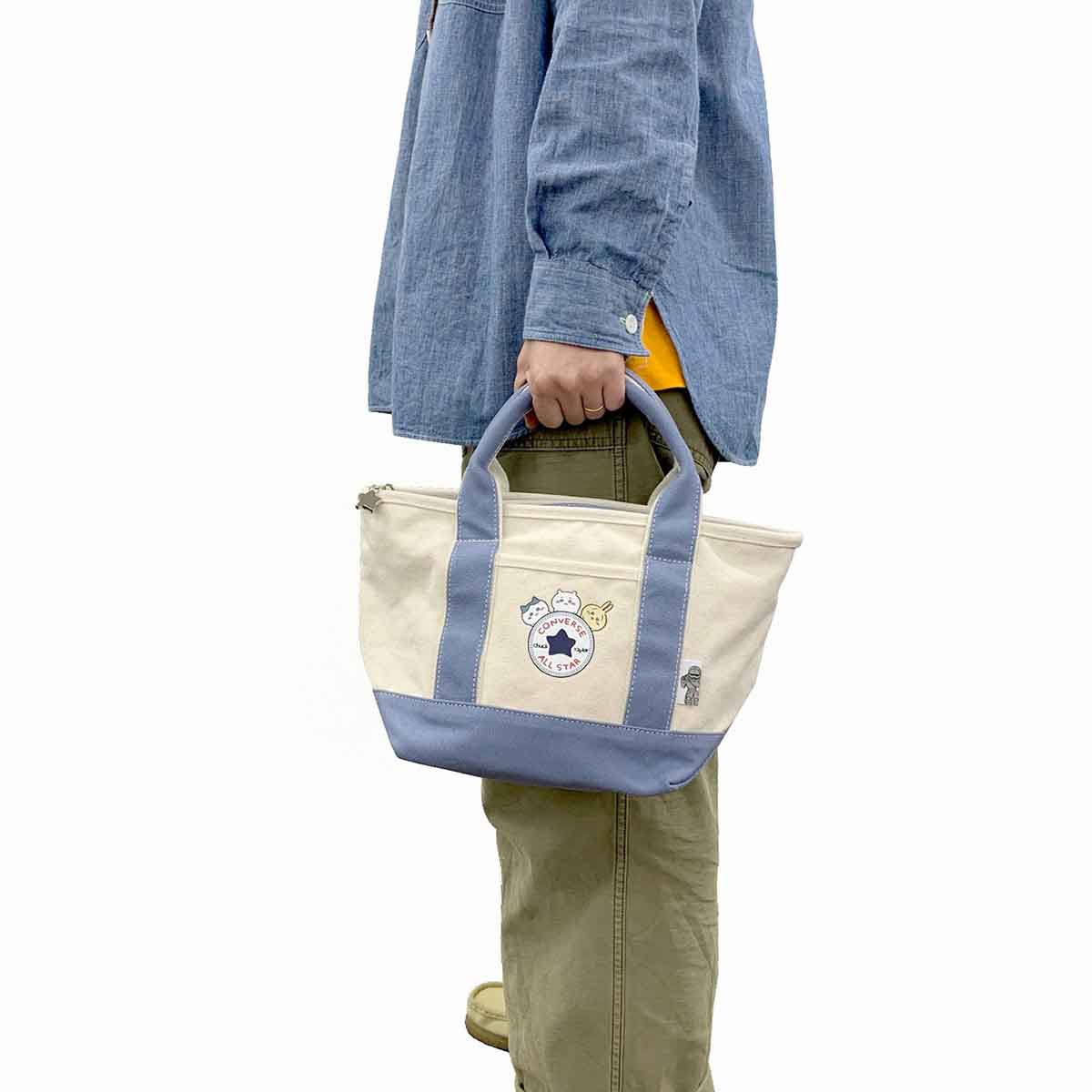 吉伊卡哇×Converse 小號帆布手提袋(藍灰色)