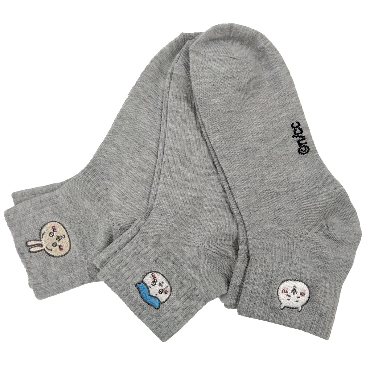 吉伊卡哇 單點刺繡襪 3件套(灰色) 男款