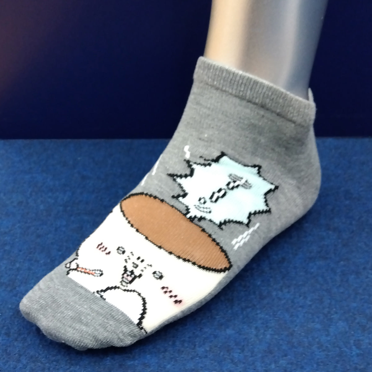 吉伊卡哇 短筒運動襪(栗子饅頭刨冰 灰色) 男性用