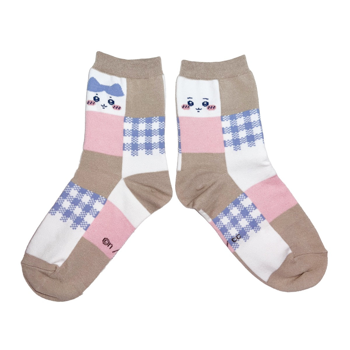 Chiikawa Block Check Crew Socks (Chiikawa & Hachiware Beige) Women's Size