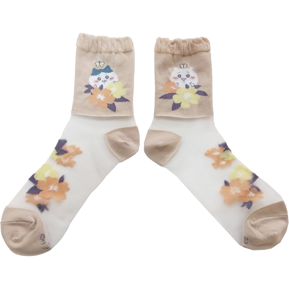 Chiikawa Thin Crew Socks (Sheer Ivory) for Women