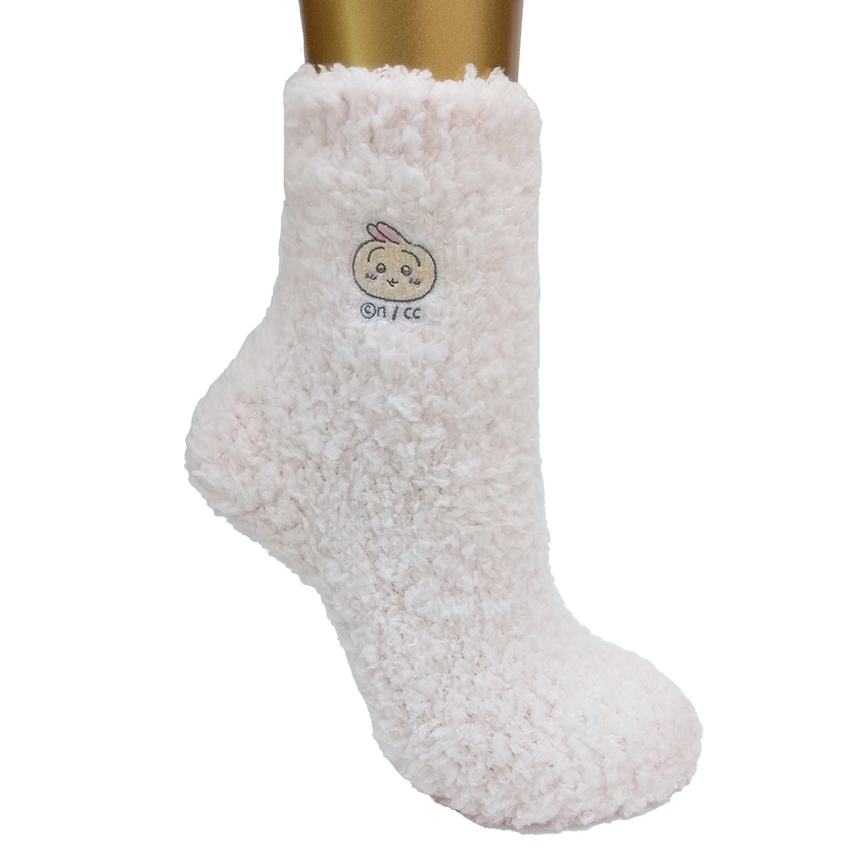 Chiikawa Fluffy Crew Socks (Usagi Pink) Women's