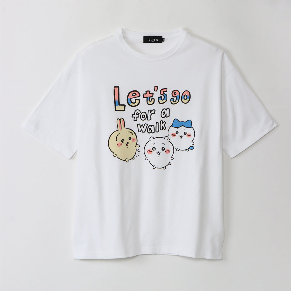 ちいかわ お出かけ楽しみ!な ビッグTシャツ お散歩 ホワイト