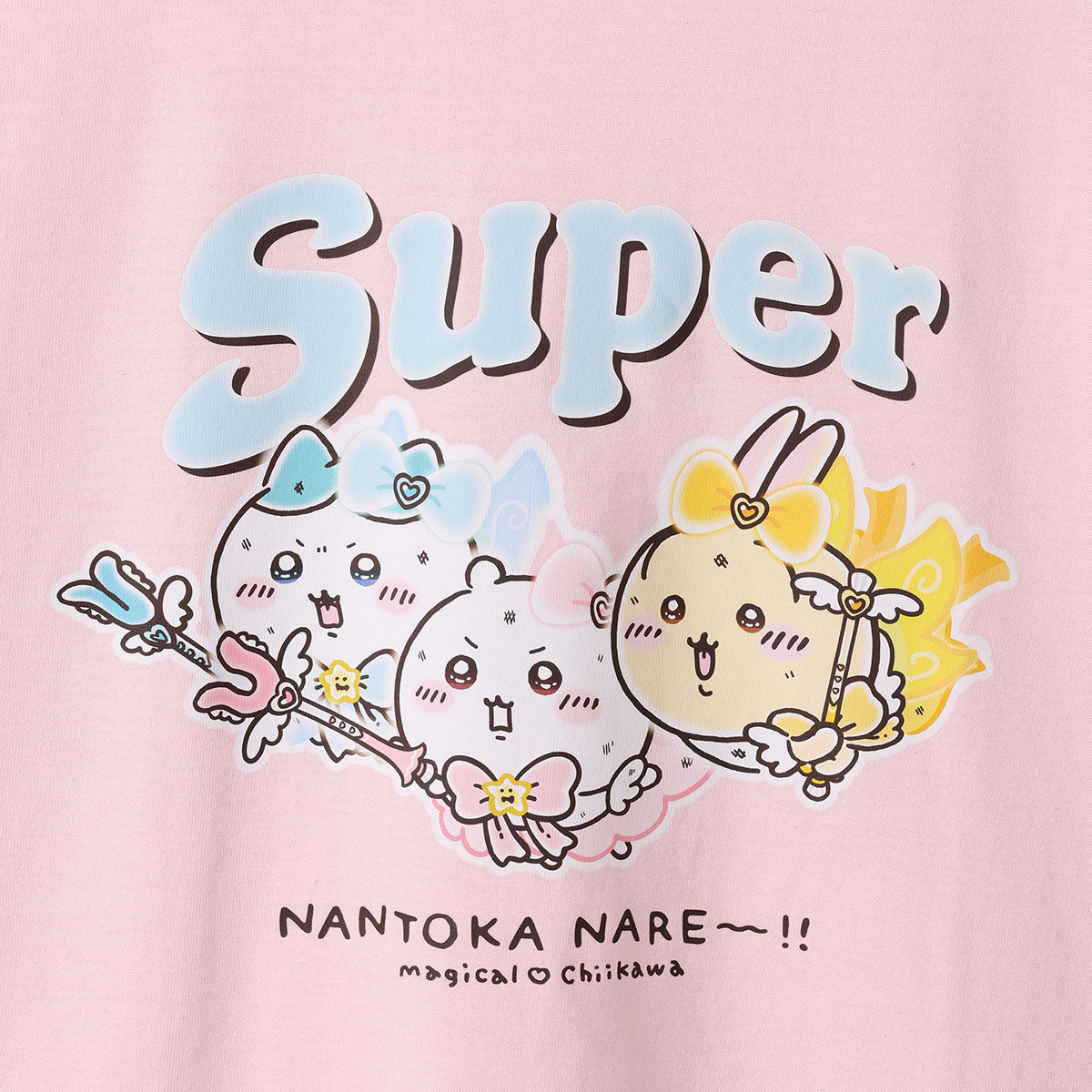 치이카와 초매지컬 치이카와 T셔츠 Super NANTOKA NARE~!! 베이비 핑크