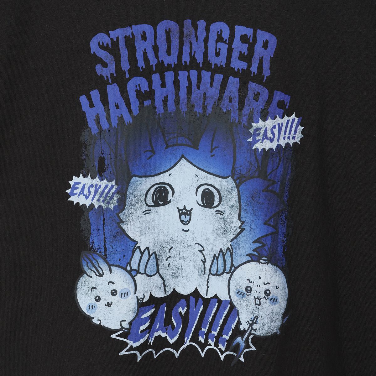 치이카와 티셔츠 강해진 하치와레 블랙