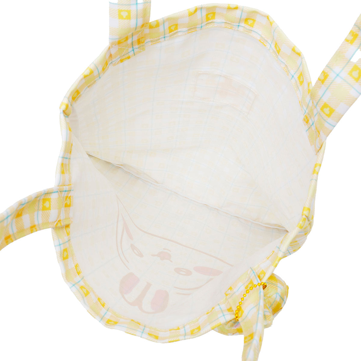 ちいかわ チェックシリーズ トートバッグ(チャーム付き)うさぎ イエロー