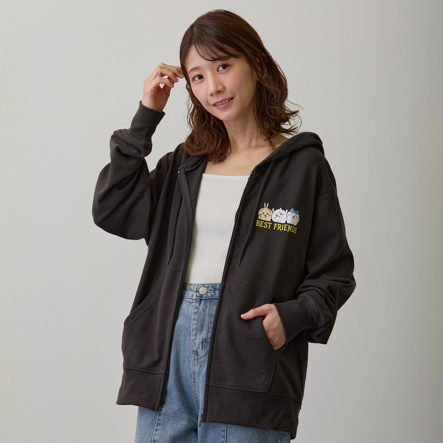 ちいかわ ZIPパーカー 仲良しトリオ スミ