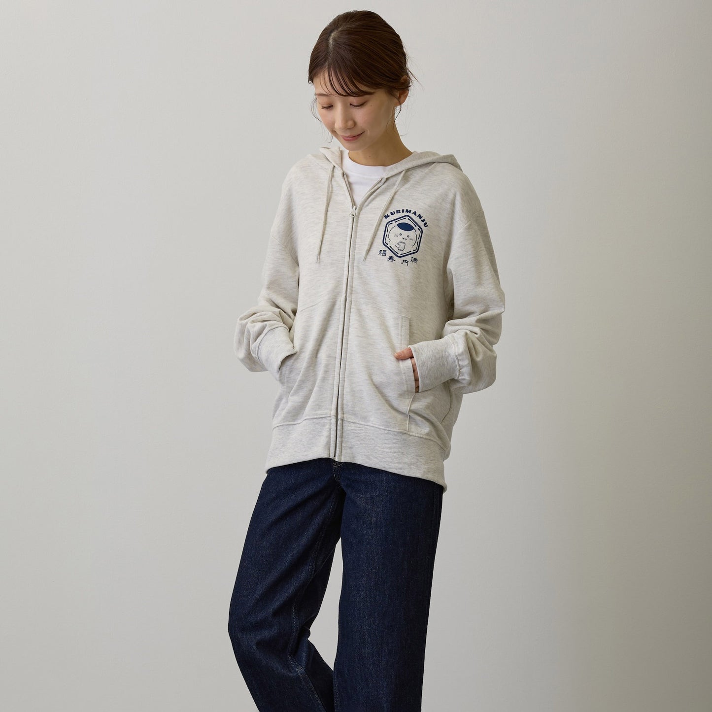 ちいかわ ZIPパーカー 福寿円満 アッシュ