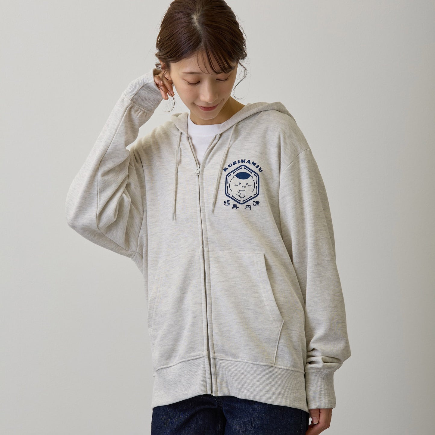 ちいかわ ZIPパーカー 福寿円満 アッシュ