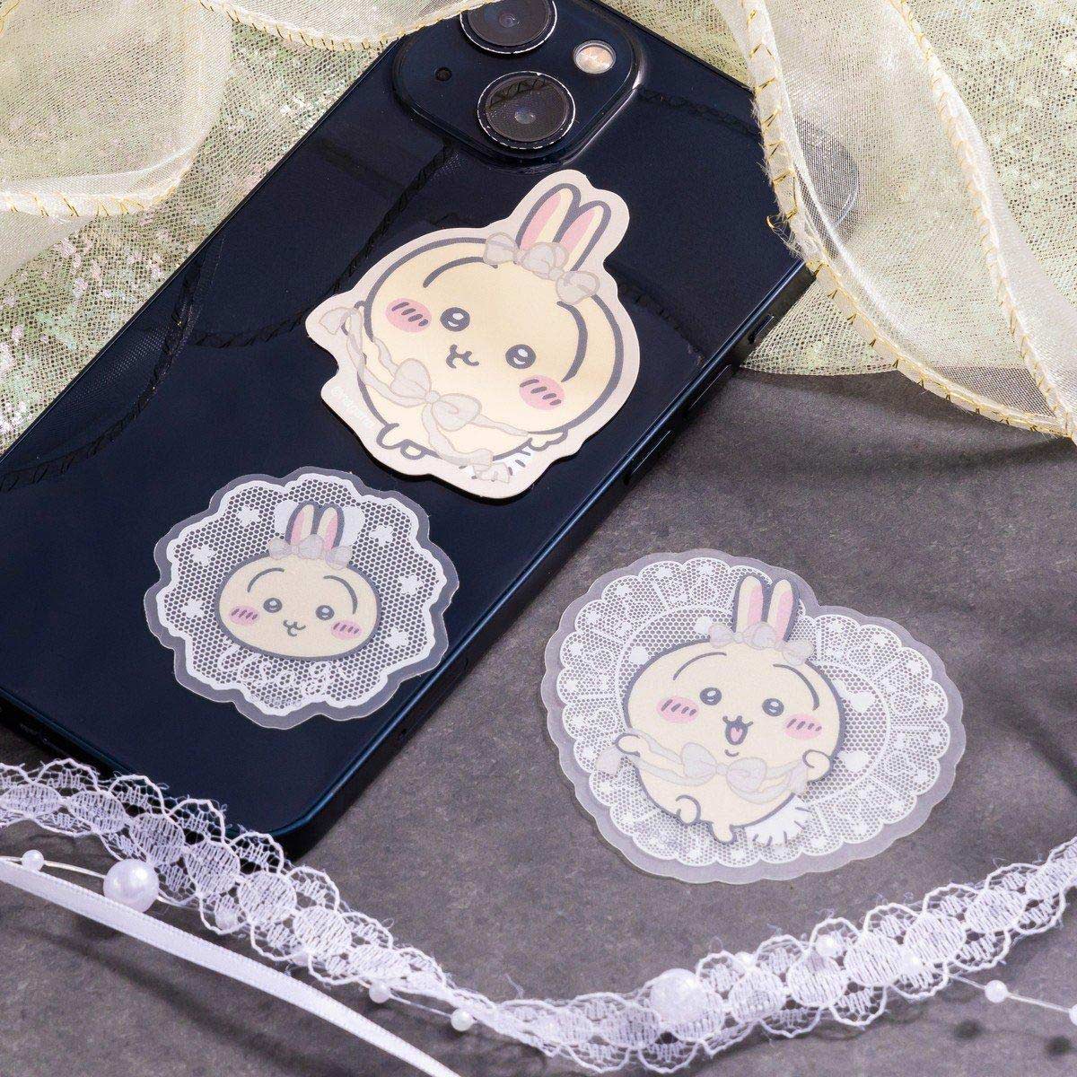 치이카와 Go!HARAJUKU 스마트폰 사이즈의 3장 세트 스티커 (리본 우사기)