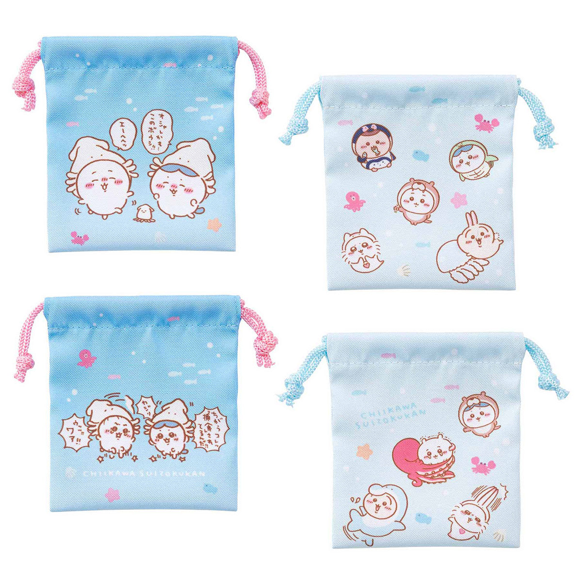 Chiikawa Aquarium Convenient 2-Piece Mini Drawstring Bag Set