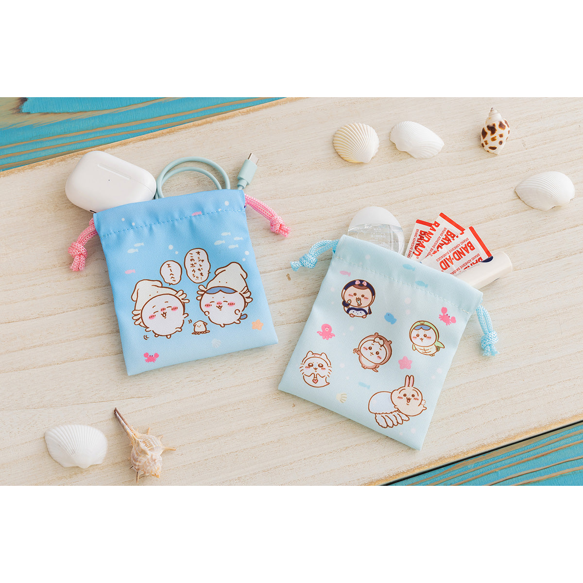 Chiikawa Aquarium Convenient 2-Piece Mini Drawstring Bag Set