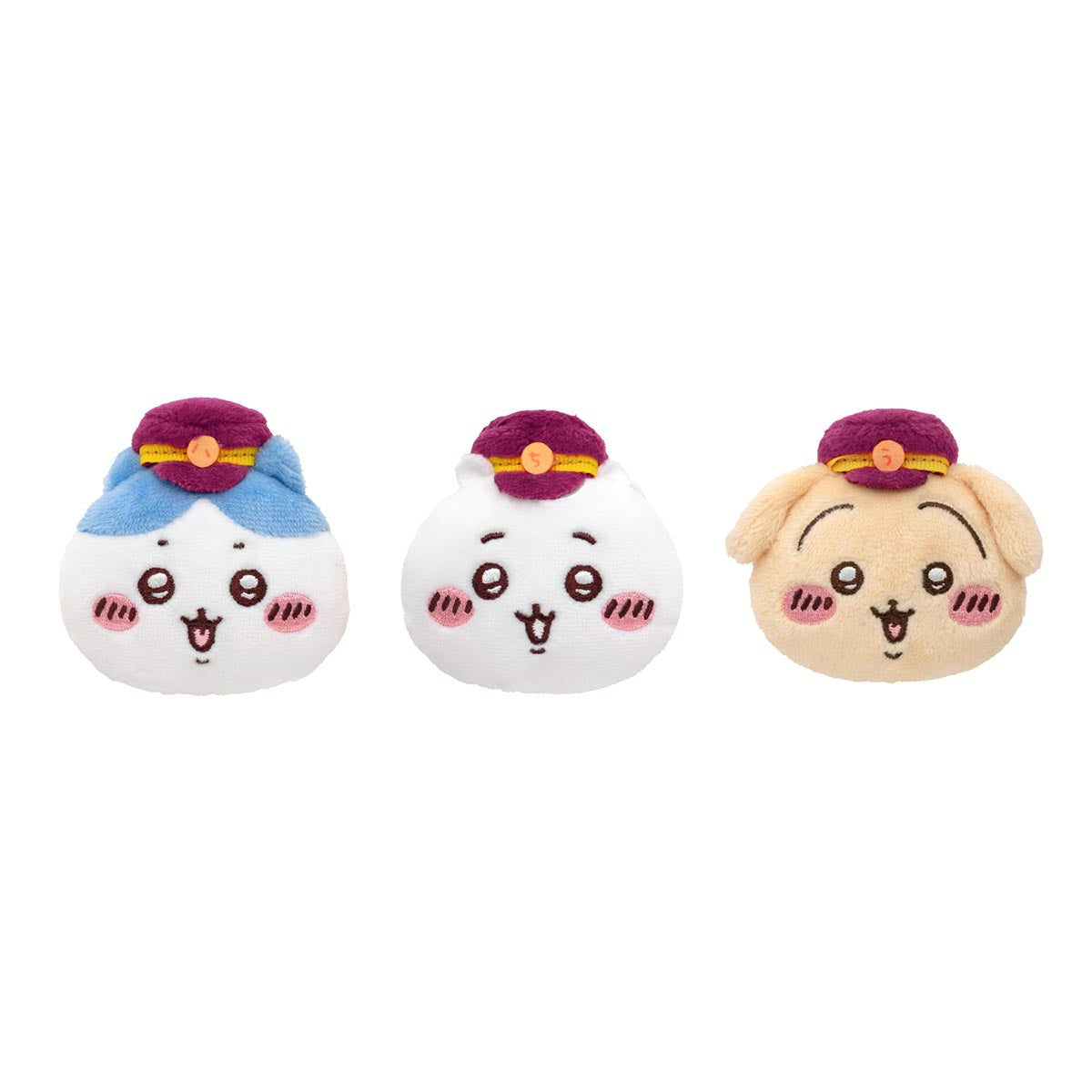 Chiikawa Hankyu Train Plush Face Badge Set of 3