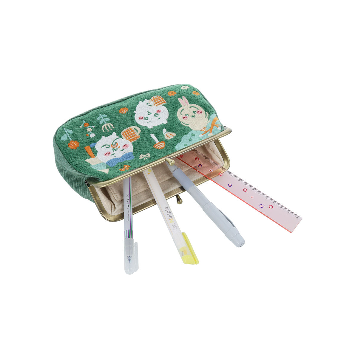 吉伊卡哇 榻榻米刺繡口金包(綠色)