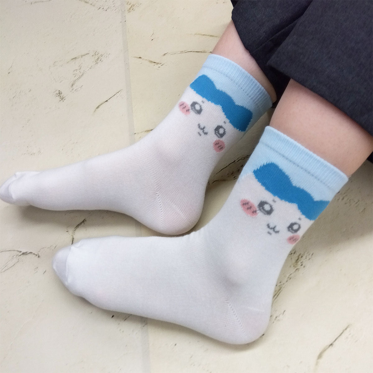 ちいかわ クルーソックス(ハチワレフェイス) レディース用