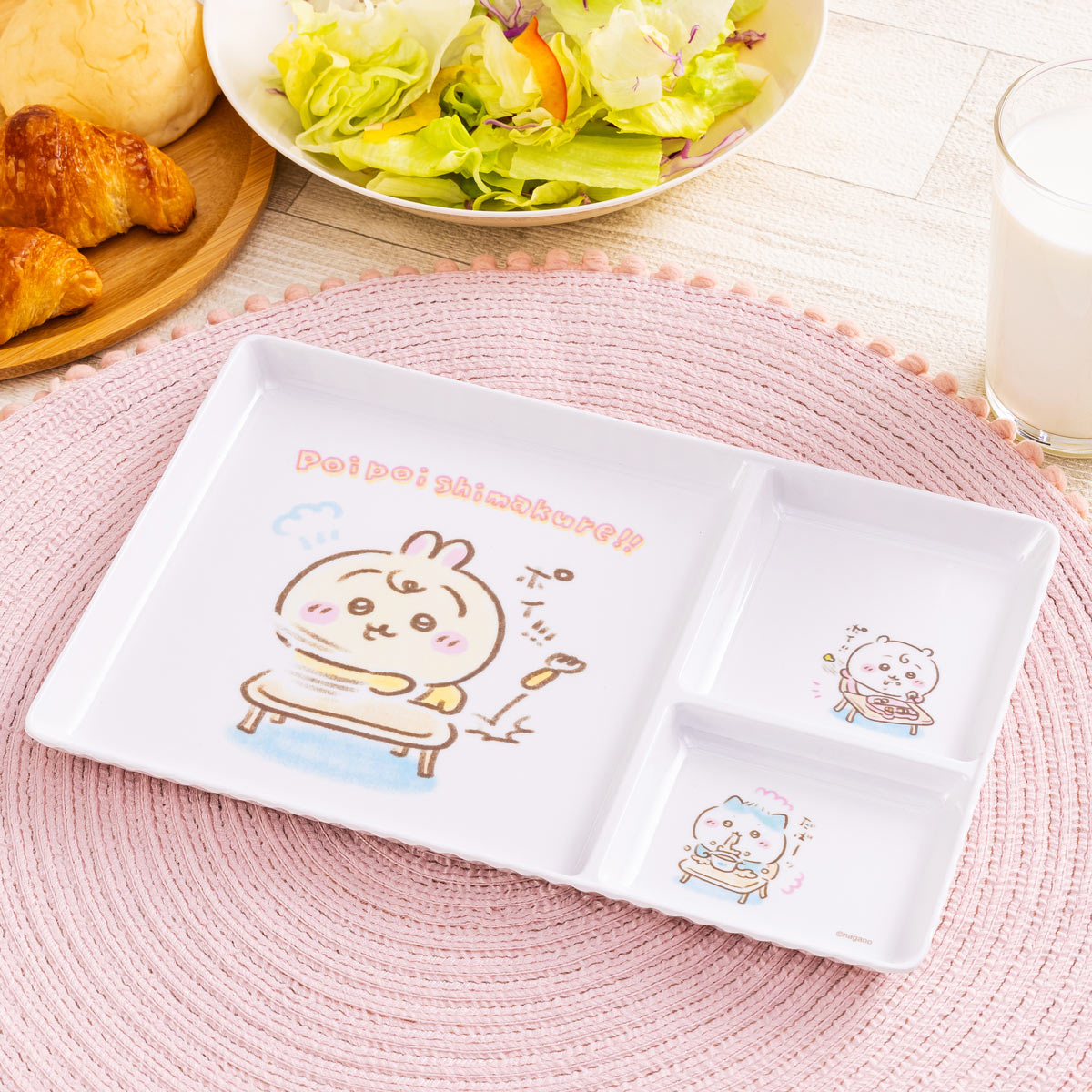 치이카와 Chiikawa Baby 칸막이 멜라민 접시 (포이포이 마구 버려!!)