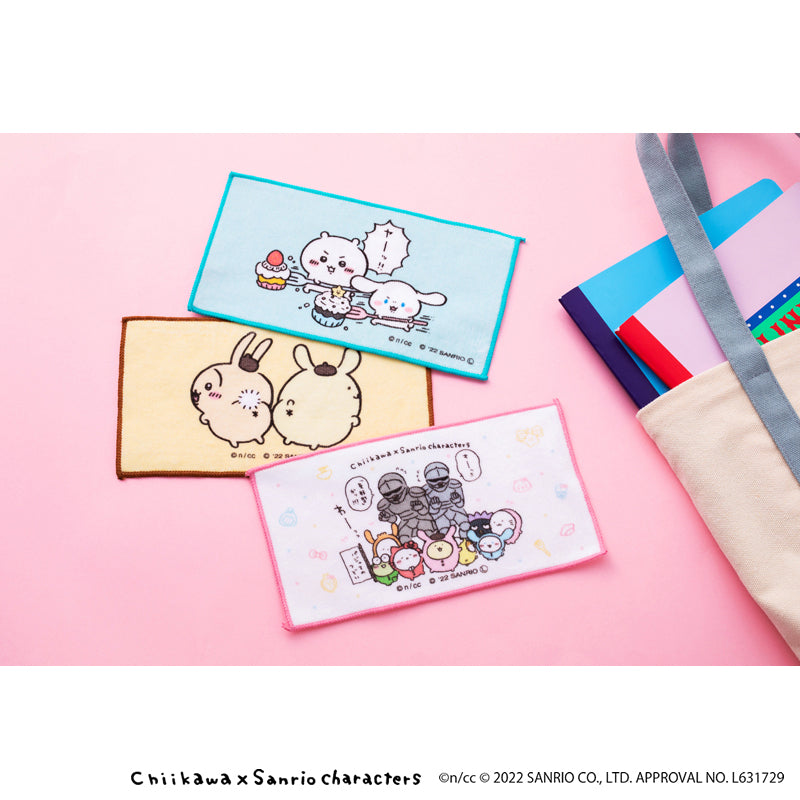 Chiikawa × Sanrio Characters 3-Piece Set Hand Towels (Gathering)
