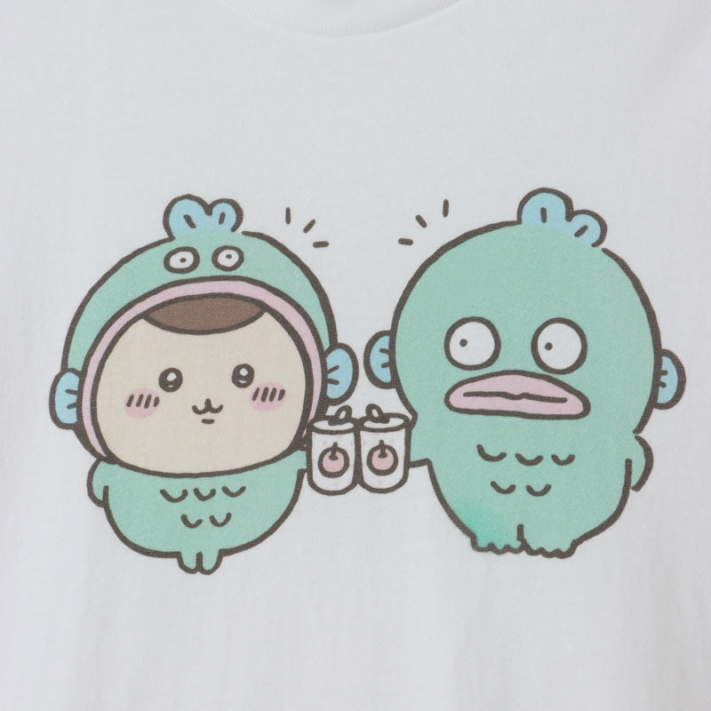Chiikawa × Sanrio Characters Big T-Shirt Kurimanju × Hangyodon White