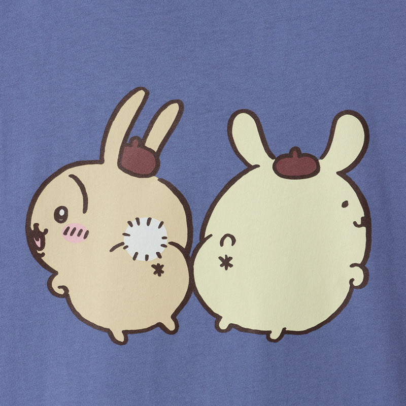 Chiikawa × Sanrio Characters Big T-Shirt Usagi × Pom Pom Purin Dusty Blue