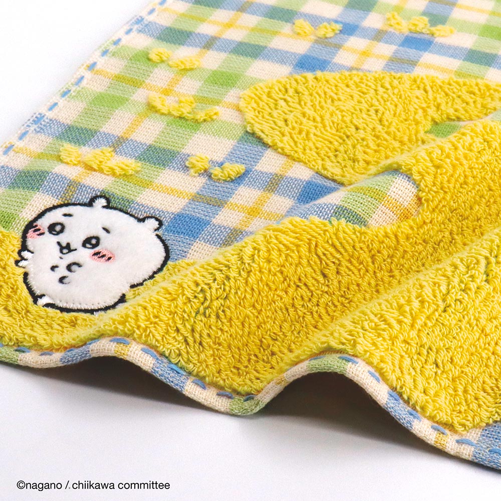 Chiikawa Towel Handkerchief (Check Yellow)