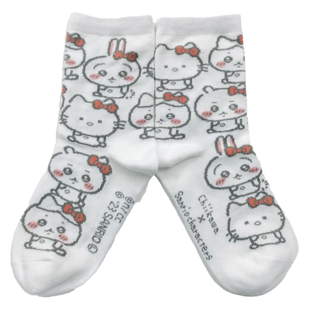 吉伊卡哇×三麗鷗角色 圓筒襪(凱蒂貓全圖案) 兒童款