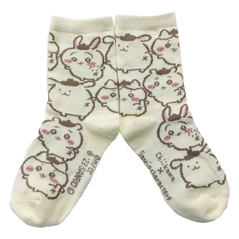 ちいかわ×サンリオキャラクターズ クルーソックス(ポムポムプリン総柄) キッズ用