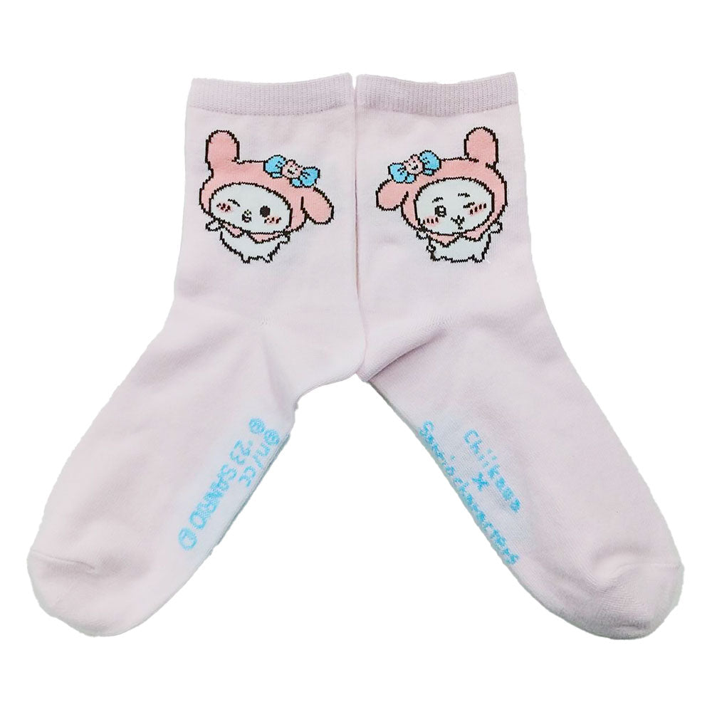 Chiikawa x Sanrio Characters Crew Socks (Chiikawa & My Melody) Women's