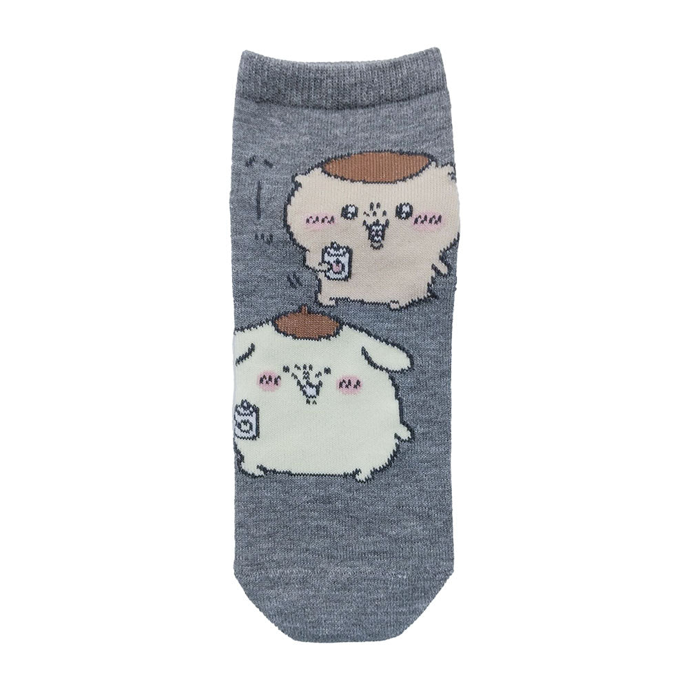 ちいかわ×サンリオキャラクターズ スニーカーソックス(くりまんじゅう&ポムポムプリン) メンズ用