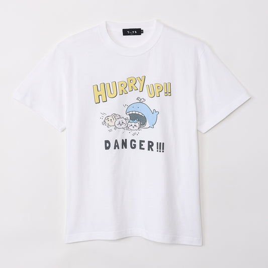 ちいかわ水族館 Tシャツ ハリーアップ ホワイト(イカミラー付)