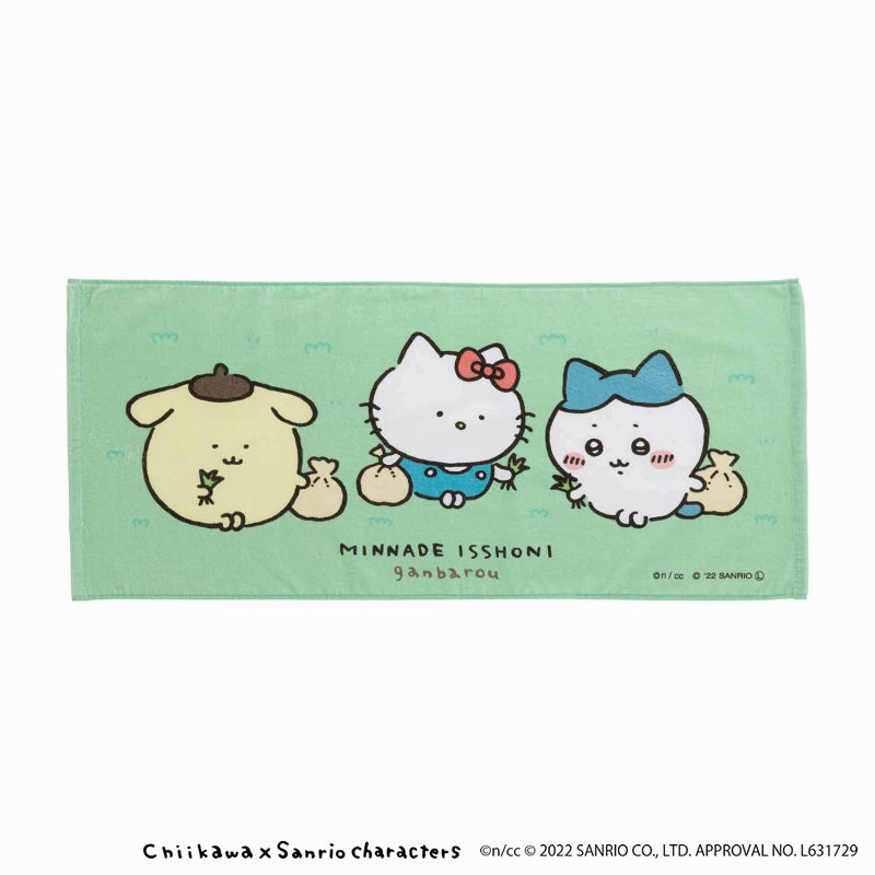 치이카와×산리오 캐릭터즈 페이스 타올 (잡초 뽑기)
