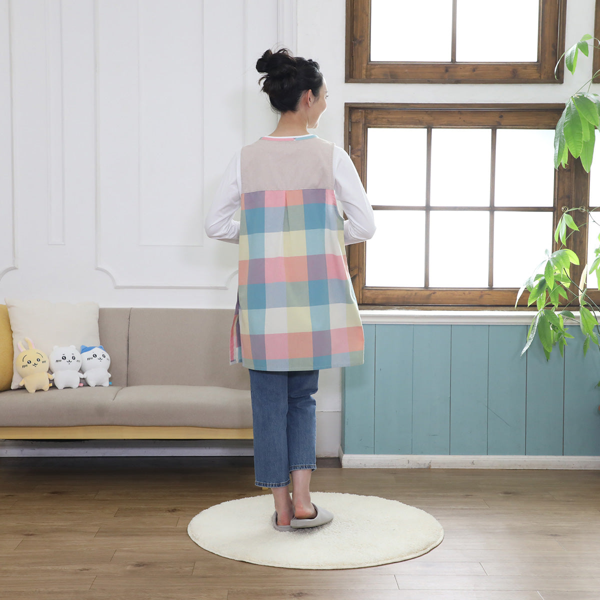 吉伊卡哇 格子切換圍裙