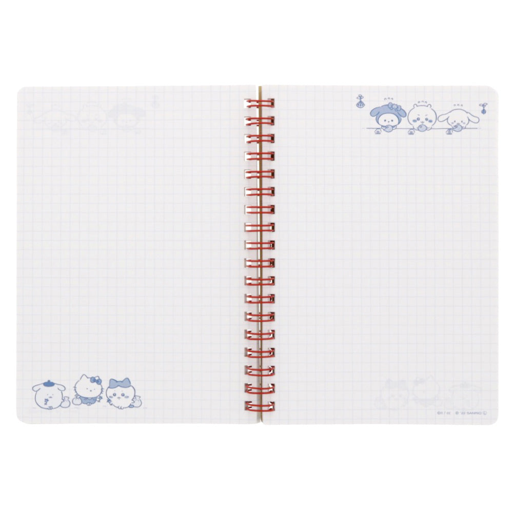 치이카와×산리오 캐릭터즈 W링 노트 B6 (크림)