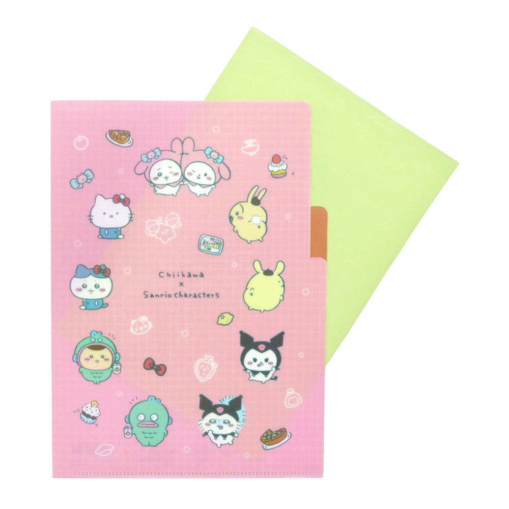 Chiikawa x Sanrio Characters Clear File A5 3P (Pink)