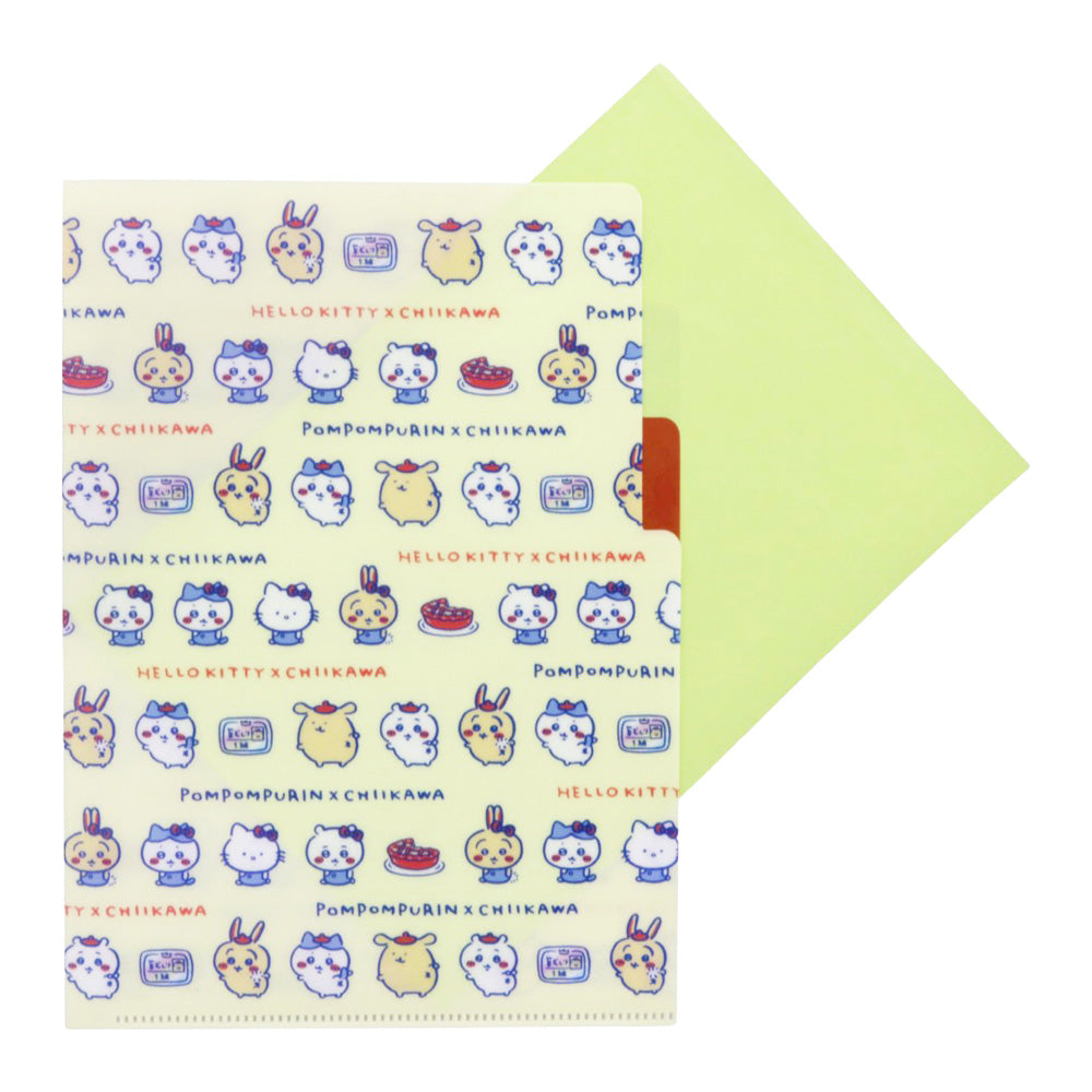 치이카와×산리오 캐릭터즈 클리어 파일 A5 3P (크림)