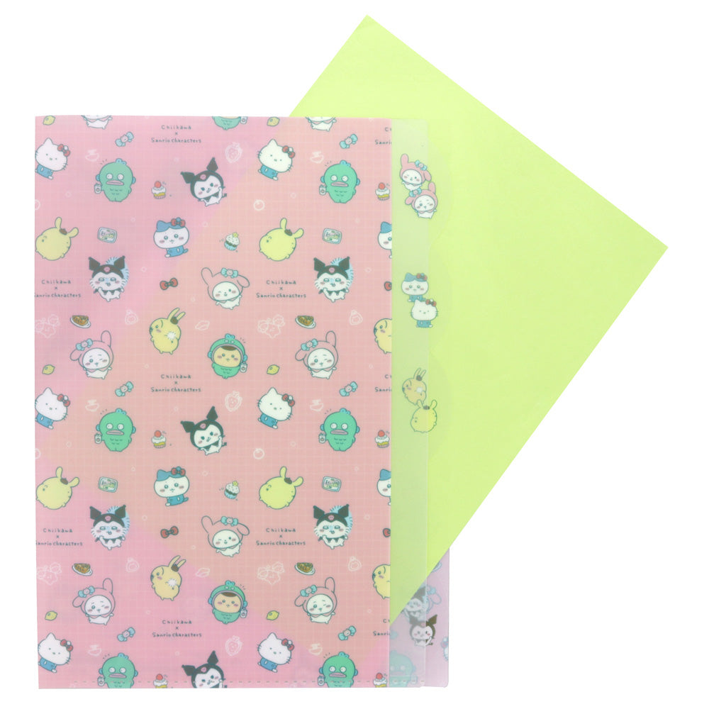 ちいかわ×サンリオキャラクターズ ダイカットクリアファイル5P(ピンク)