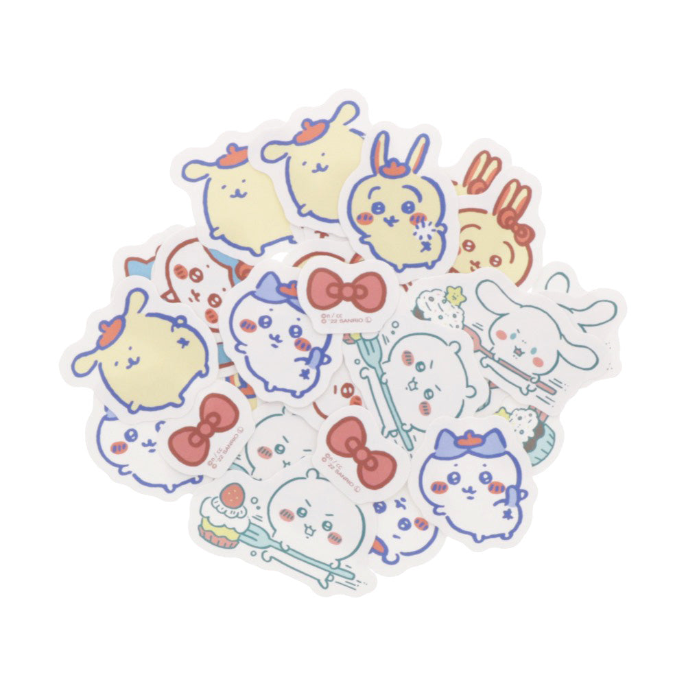 Chiikawa x Sanrio Characters Case-Attached Flake Stickers (Red)