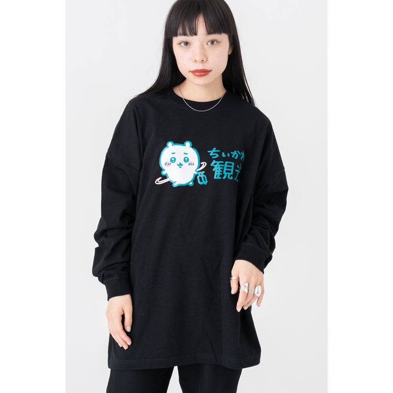 Chiikawa Tourism Big Silhouette L/S T-Shirt Tourism Logo (Black)