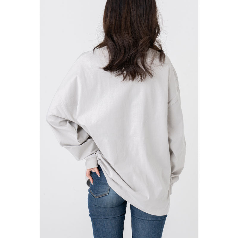 Chiikawa Tourism Big Silhouette L/S T-Shirt Usagi Snowboard (Gray)