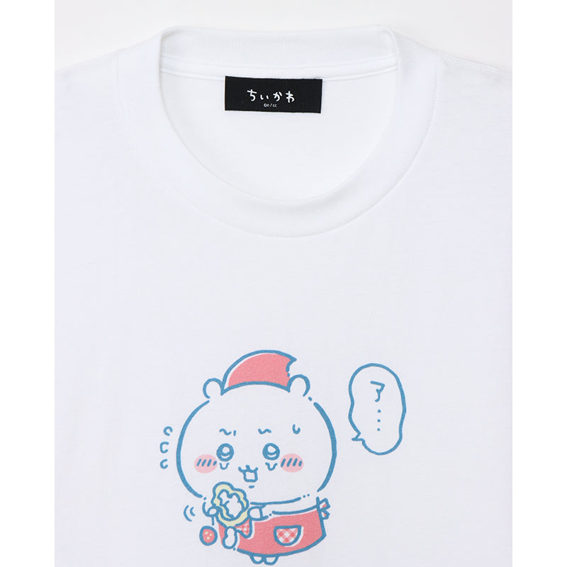 Chiikawa × Marions Crepe Big T-shirt Strawberry Popping White