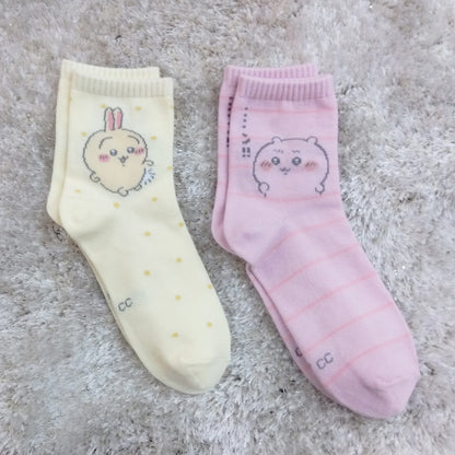 ちいかわ クルーソックス（ちいかわ決意 ピンク）