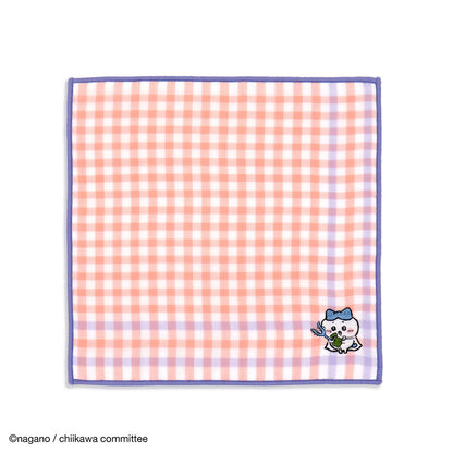 Chiikawa 8-Layer Gauze Handkerchief (Gingham Check Pink)