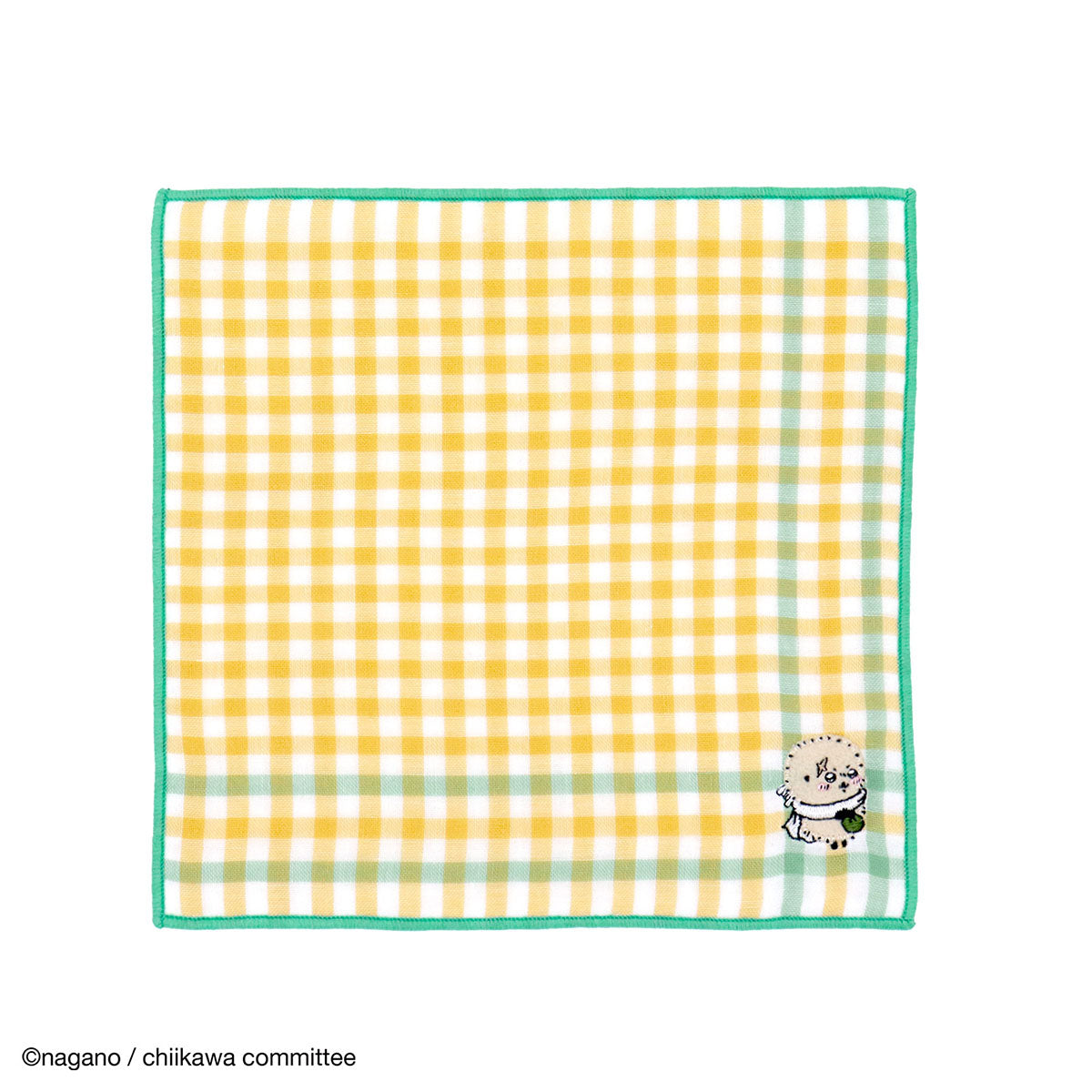 Chiikawa 8-Layer Gauze Handkerchief (Gingham Check Yellow)