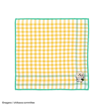 Chiikawa 8-Layer Gauze Handkerchief (Gingham Check Yellow)