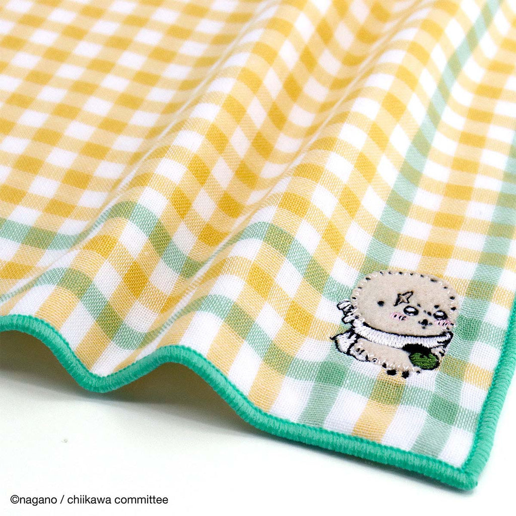 Chiikawa 8-Layer Gauze Handkerchief (Gingham Check Yellow)